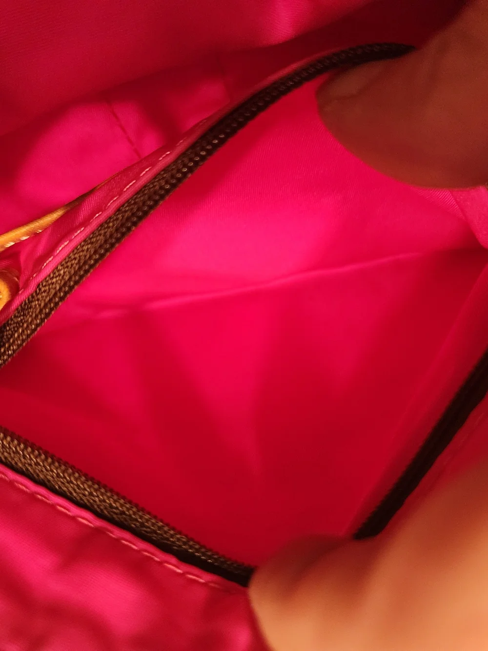 Dooney & Bourke pink doodle swirl canvas mini shoulder bag featuring tan leather